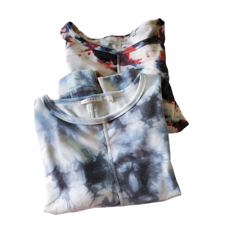 Cyrus Tie Dye Dolman Sleeve Blouse Set of 2 Size Large